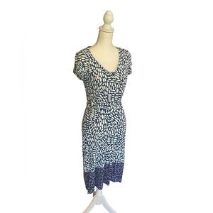 Boden Cap Sleeve Geometric Print Color Block Tie Waist Dress Size 8